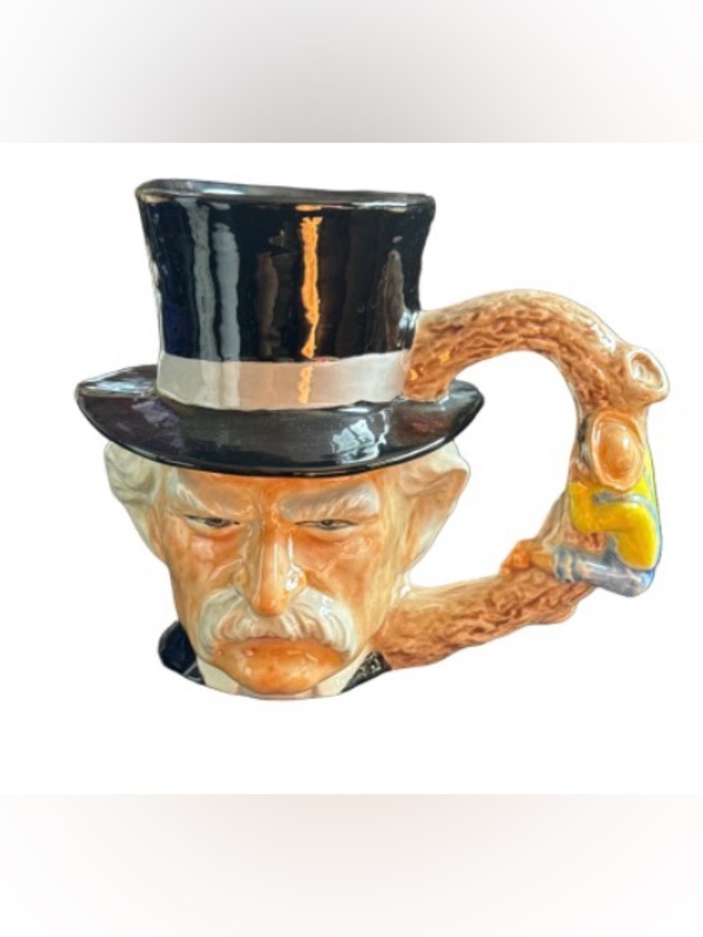 Ceramic mark Twain Toby jug in Black and Cream vintage 1980